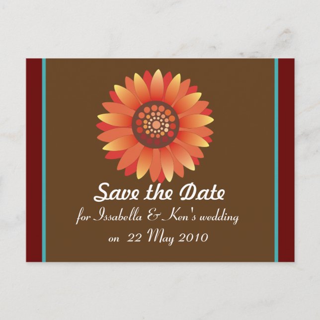 Save the Date Sonnenblumen-Postkarte Ankündigungspostkarte (Vorderseite)