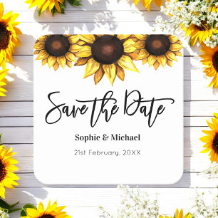 Save the Date Sonnenblumenhochzeit Rechteckiger Pappuntersetzer