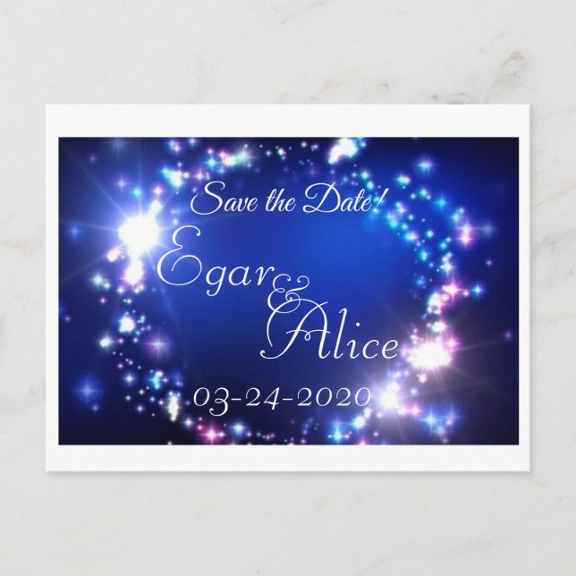 Save the Date Sparkle-Einladung Postkarte (Vorderseite)