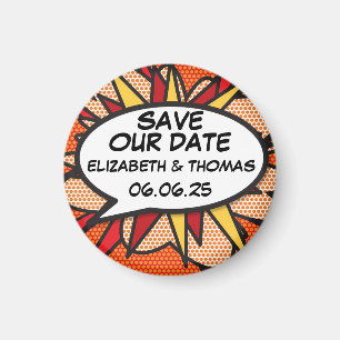 Save the Date Speech Bubble Fun Comic Book Magnet