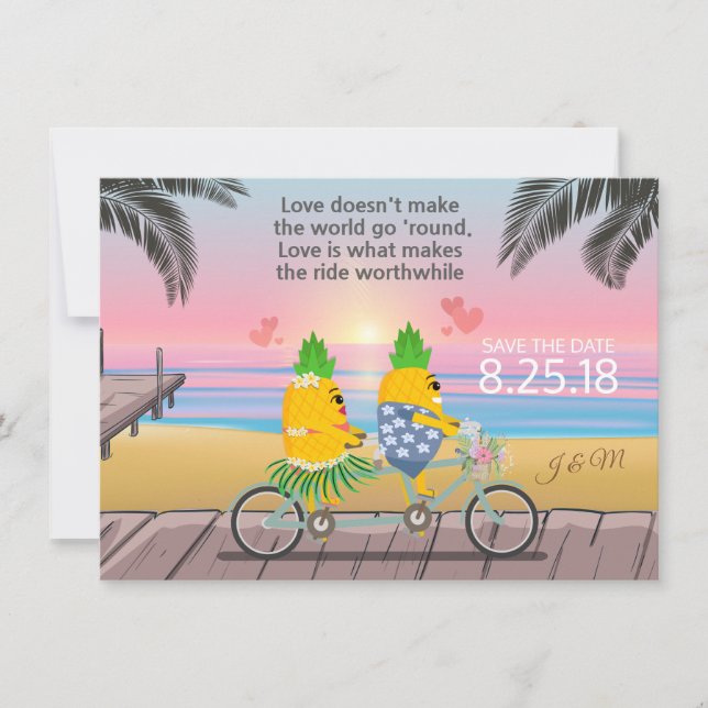 Save the Date spielerische Ananas (Vorderseite)