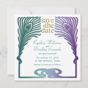 Save the Date Square Peacock Set 1103a