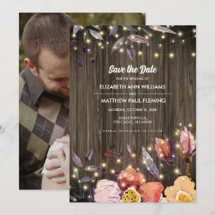 Save the Date. Stall Wood Herbst Blume Fotokarte Date