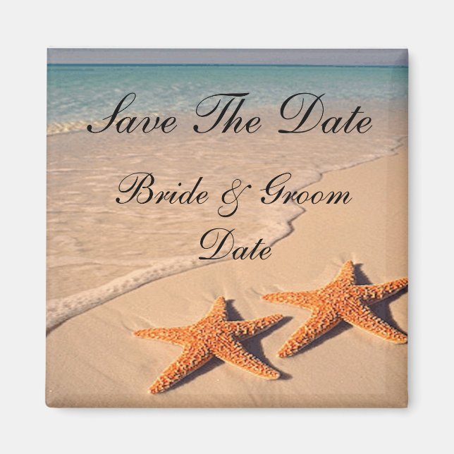 Save the Date Starfish Beach Hochzeitsmagnete Magnet (Vorne)