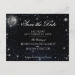 Save the Date Starry Night Ankündigungspostkarte<br><div class="desc">Eine sternige Nacht Save the Date Postkarte mit einem Mond. Ein zeitloses und elegantes Design für Ihren besonderen Tag.</div>