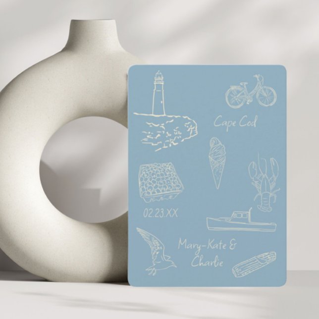 Save the Date staubblauer Neuengland Einladung (Von Creator hochgeladen)