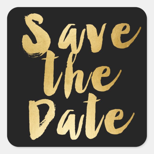 Save the Date Sticker für Schwarz und Gold-Script (Vorderseite)