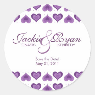 Save the Date Sticker Niedlich Hearts Lila 2