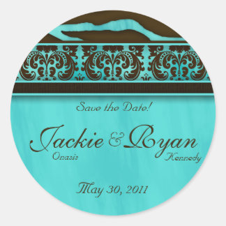 Save the Date Sticker Zebra Damask BB