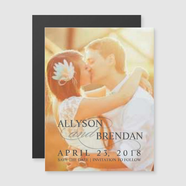 Save the Date Stilvolles Hochzeitsslima Magneteinladung (Vorne/Hinten)