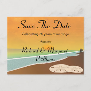 Save the Date Strand-Jahrestag Ankündigungspostkarte