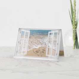 Save the Date Strandherzen im Fenster Karte