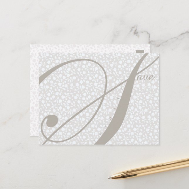 Save the Date Sutble Grays Ankündigung Postkarte (Vorderseite/Rückseite Beispiel)