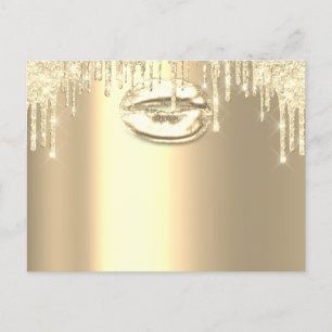 Save the Date Sweet 16. Bridal Gold Tropfen Kiss Postkarte