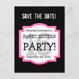 Save the Date Sweet 16 Geburtstagsparty A01 PINK Ankündigungspostkarte