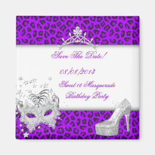 Save the Date Sweet 16 Masquerade Lila Magnet