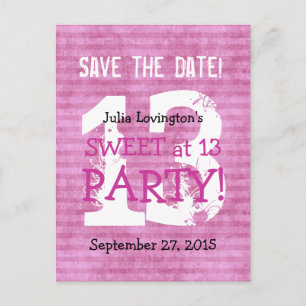 Save the Date Sweet at at 13 Birthday Party V03B Ankündigungspostkarte