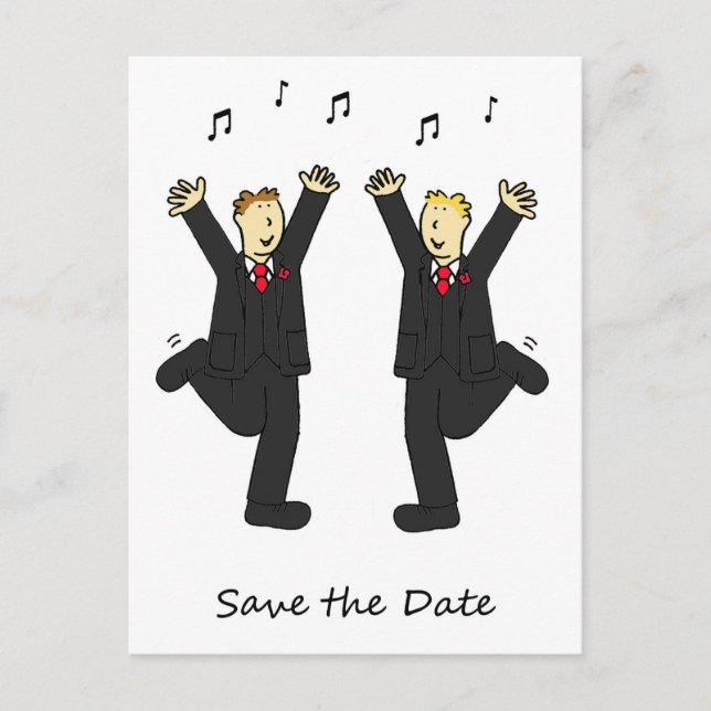 Save the Date tanzend Ankündigungspostkarte (Vorderseite)