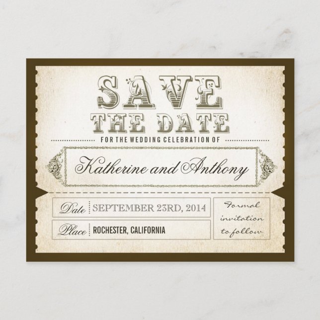 Save the Date Tickets - Postkarten (Vorderseite)