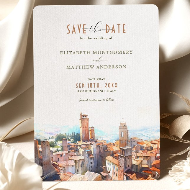 Save the Date Toskana Wedding San Gimignano Italie Einladung (Von Creator hochgeladen)