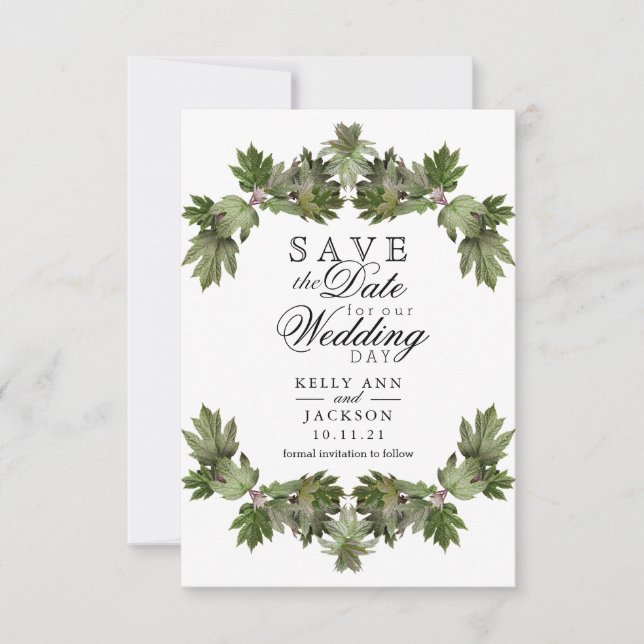 Save the Date - Trendy Green Leaf Swags (Vorderseite)
