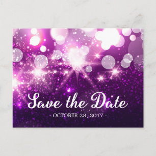 Save the Date - Trendy Lila Glitzer Glitzern Ankündigungspostkarte