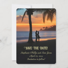 Save the Date Tropical Beach Romantic Couple Einladung