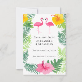 Save the Date Tropical Pink Flamingo Wedding