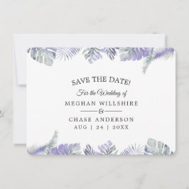 Save the Date tropische Amethyst-Blätter
