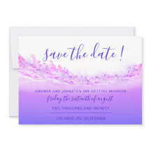 Save the Date Tropischer Ozean Rosa Wellen Kobalt 