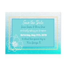 Save the Date türkisfarbene Aquamarine Blume Hochz