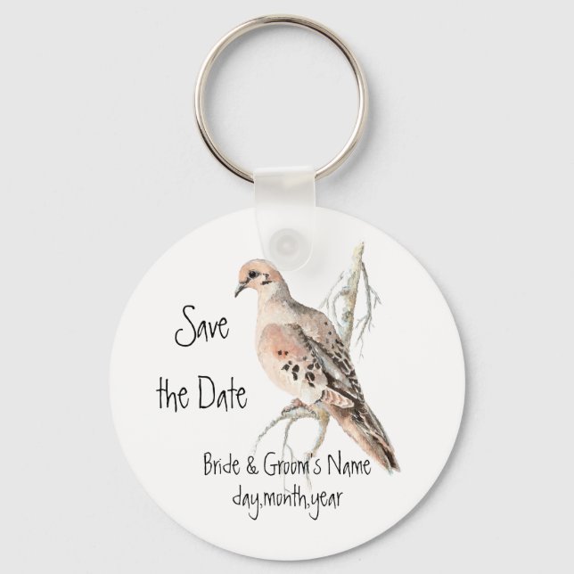 Save the Date, TurtleDove, Bird Wedding Schlüsselanhänger (Vorderseite)