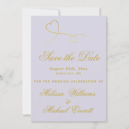 Save The Date | Two Gold Hearts Lavender Wedding