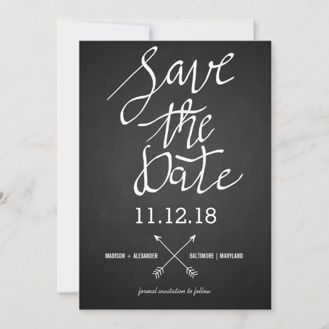 Save the Date Typografie Script-Chalkboard (Vorderseite)