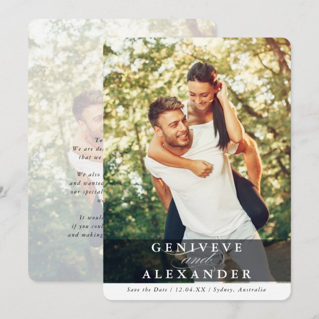 SAVE THE DATE überlagerte Fotos Einladung (Vorne/Hinten)