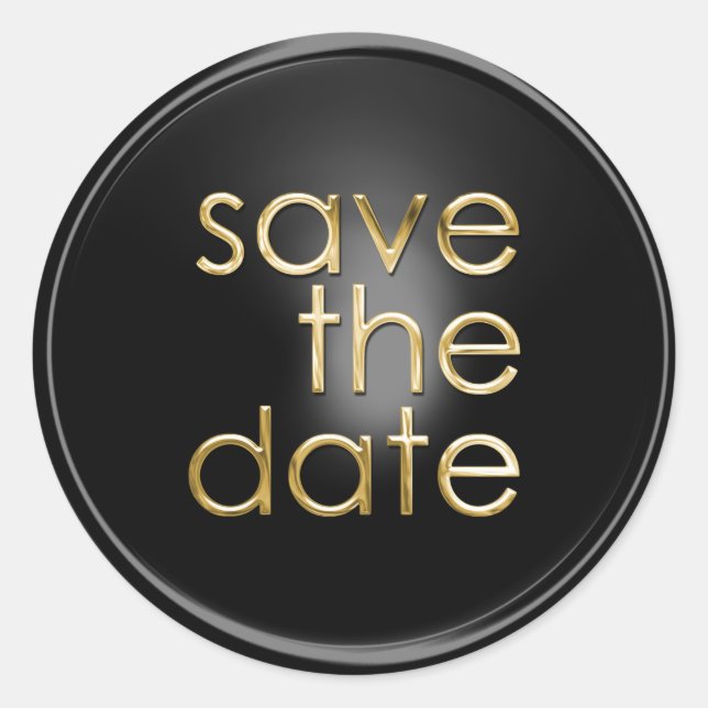 Save the Date Umschlag Aufkleber Black Gold (Vorderseite)