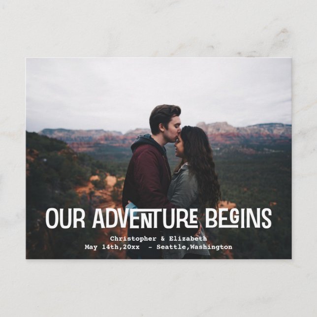 Save the Date unsere Adventure Wedding Verlobung Postkarte (Vorderseite)