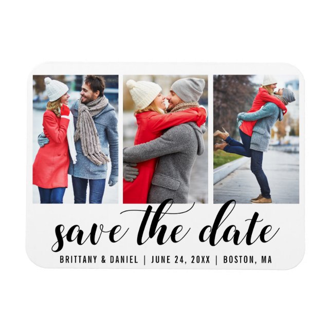 SAVE THE DATE VERLOBUNG 3 FOTO MAGNET (Horizontal)