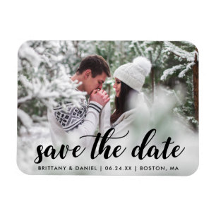 Save the Date Verlobung Foto Modernes Skript B Magnet