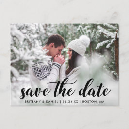Save the Date Verlobung Foto Modernes Skript B Postkarte