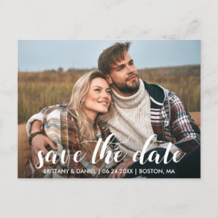 Save the Date Verlobung Foto Modernes Skript Postkarte