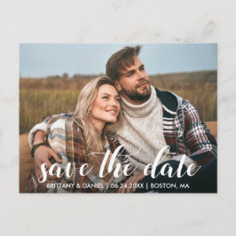 Save the Date Verlobung Foto Modernes Skript Postkarte