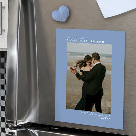 Save the Date Vertikales Foto Dusty Blue Magnet