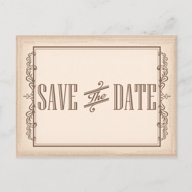 Save the Date Vintag Ankündigungspostkarte (Vorderseite)