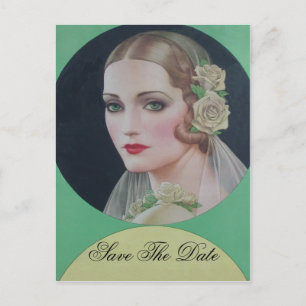 Save the Date Vintag Bride Ankündigungspostkarte