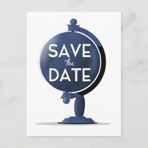 Save the Date Vintag Globe Postkarte