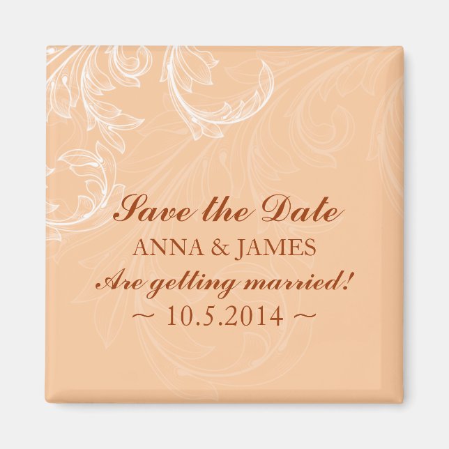 Save the Date ~Vintag Leaf 3 Magnet (Vorne)