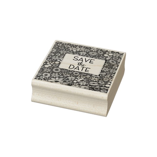 Save the Date Vintage Blumenmuster Gummistempel (Stempel)