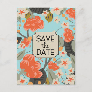 Save the Date Vintage Blumenmuster Postkarte