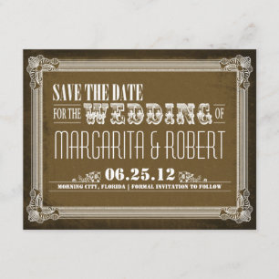 Save the Date Vintage braune Einladungen